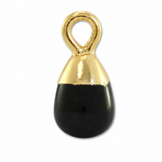 Hanger - Natuursteen - Druppel - Zwart/Goud