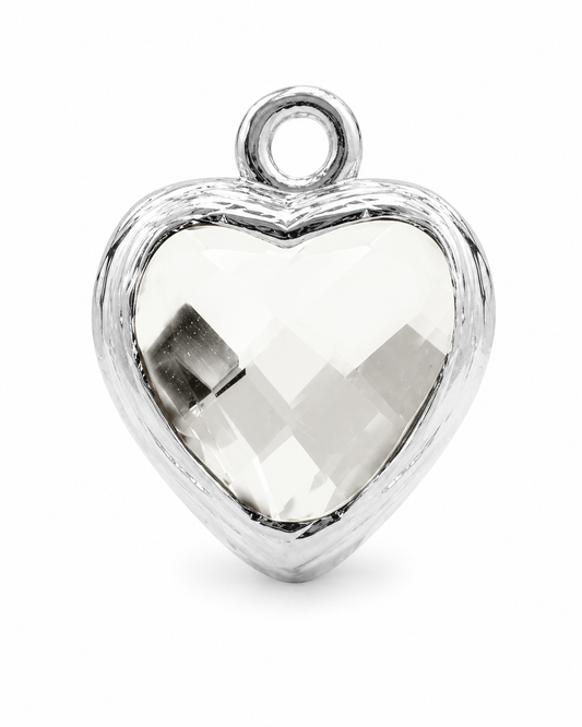 Hart - Crystal Glas - Zilver - Groot